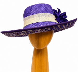 purple white straw hat 1